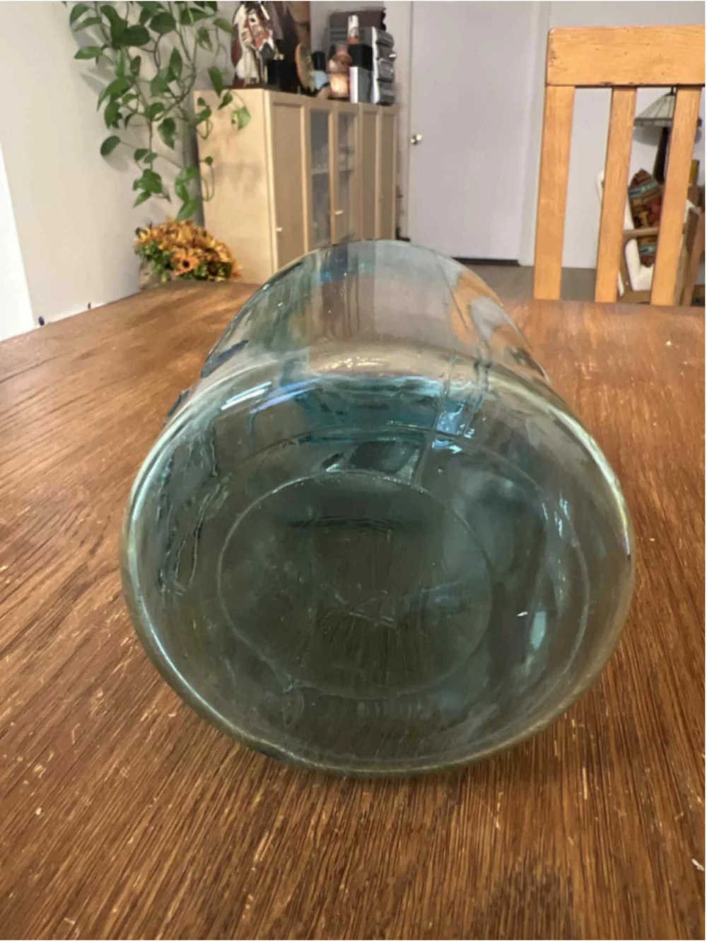 Antique Ball Ideal Aqua Blue Glass Canning Jar with Wire Bail Vintage Farmhouse